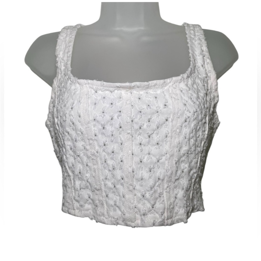 Nasty Gal 100% Cotton Denim White Crop Top Size 4